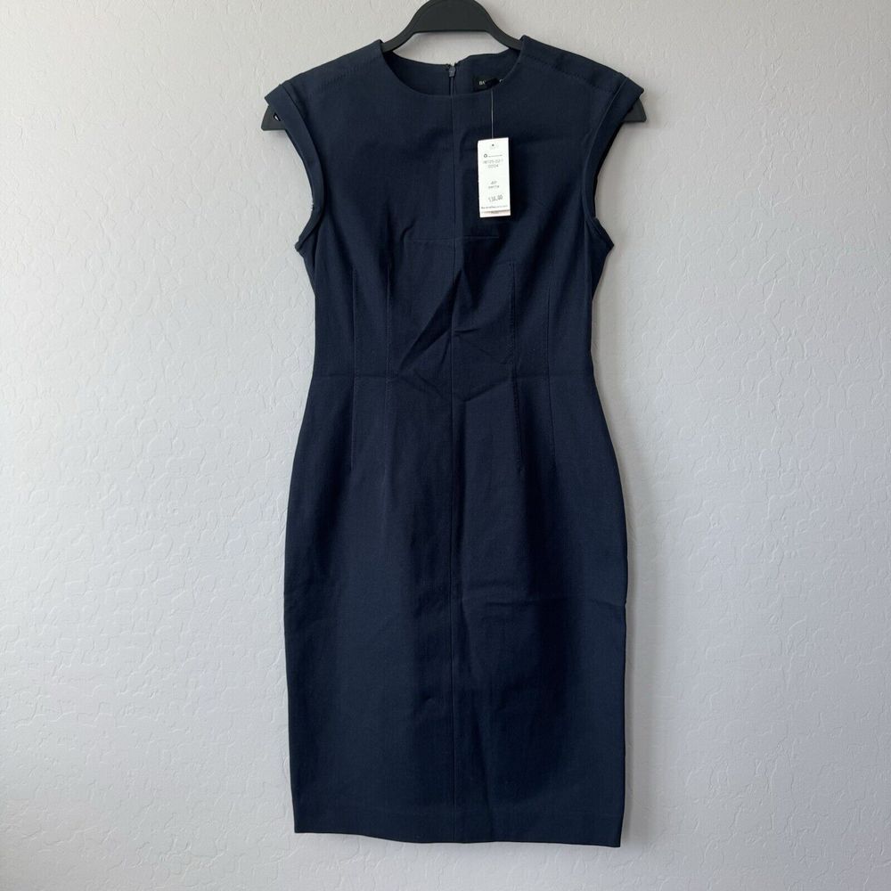 NWT Banana Republic Petite 4 Navy Blue Cap Sleeve Stretch Pencil Dress‎